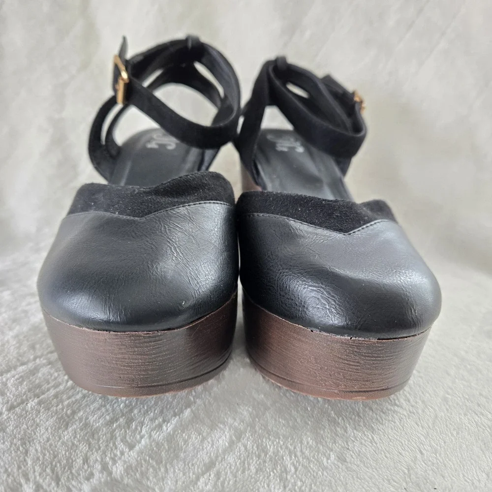JG Mary Jane Platform Sz 7 Chunky Heel Y2K Black Ankle‎ Strap Preppy Holiday
